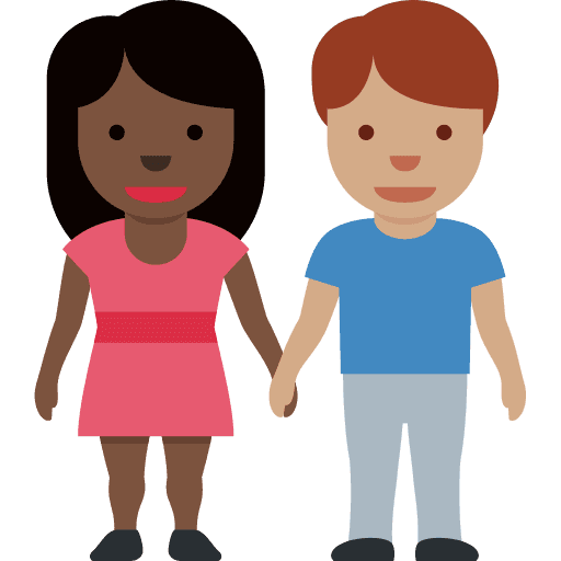 Woman and Man Holding Hands: Dark Skin Tone, Medium Skin Tone