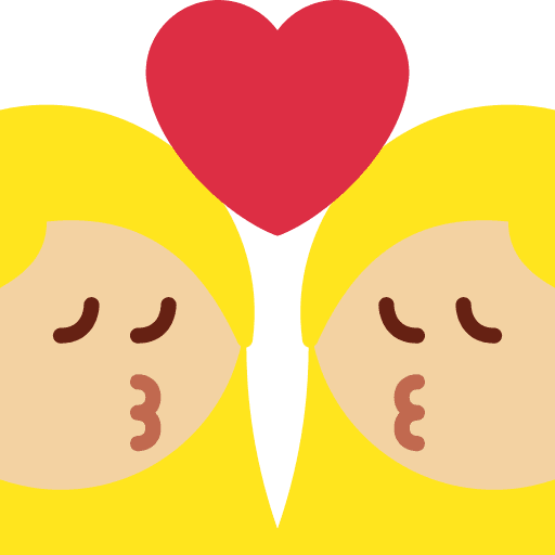 Kiss: Woman, Woman, Medium-light Skin Tone
