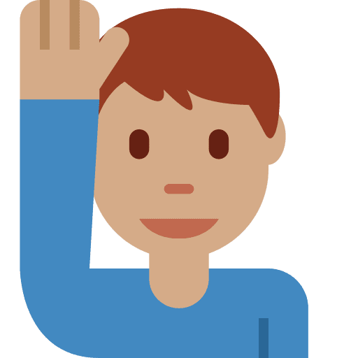 Man Raising Hand: Medium Skin Tone