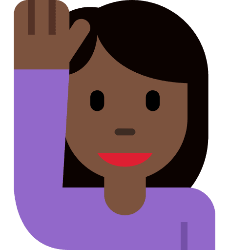 Woman Raising Hand: Dark Skin Tone