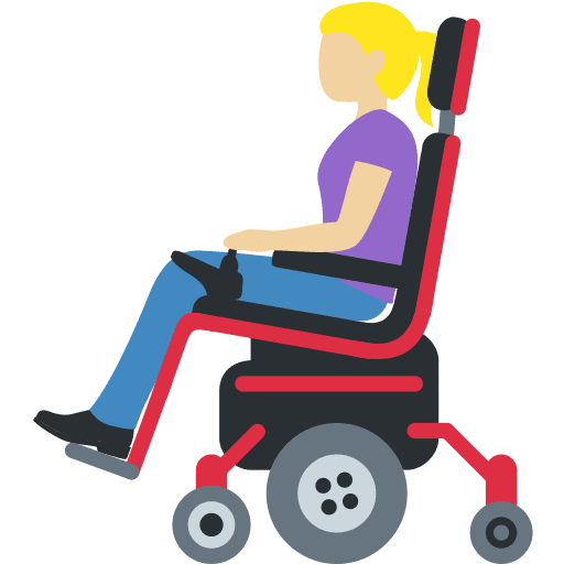 Woman in Motorized Wheelchair: Medium-light Skin Tone
